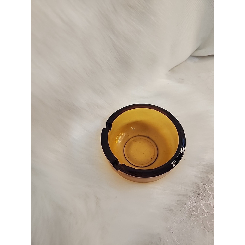 MCM Mid Century Amber Ashtray 3.5 Diameter